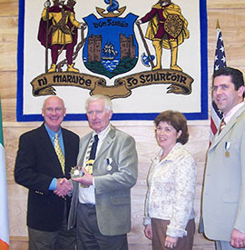 Tim and Diane meet the mayor in Dungaravan, Ireland.