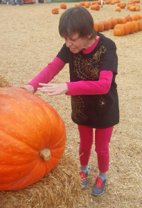 Picking out pumpkins at the pumpkin patch.