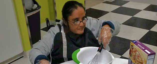 Woman mixing pancake batter