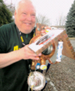 Wally with his bird feeder