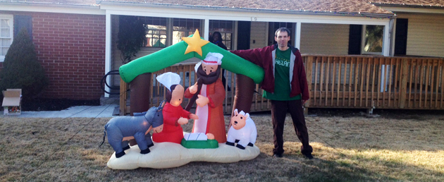 Jimmy, who suffers from pica, and his Christmas inflatable decoration