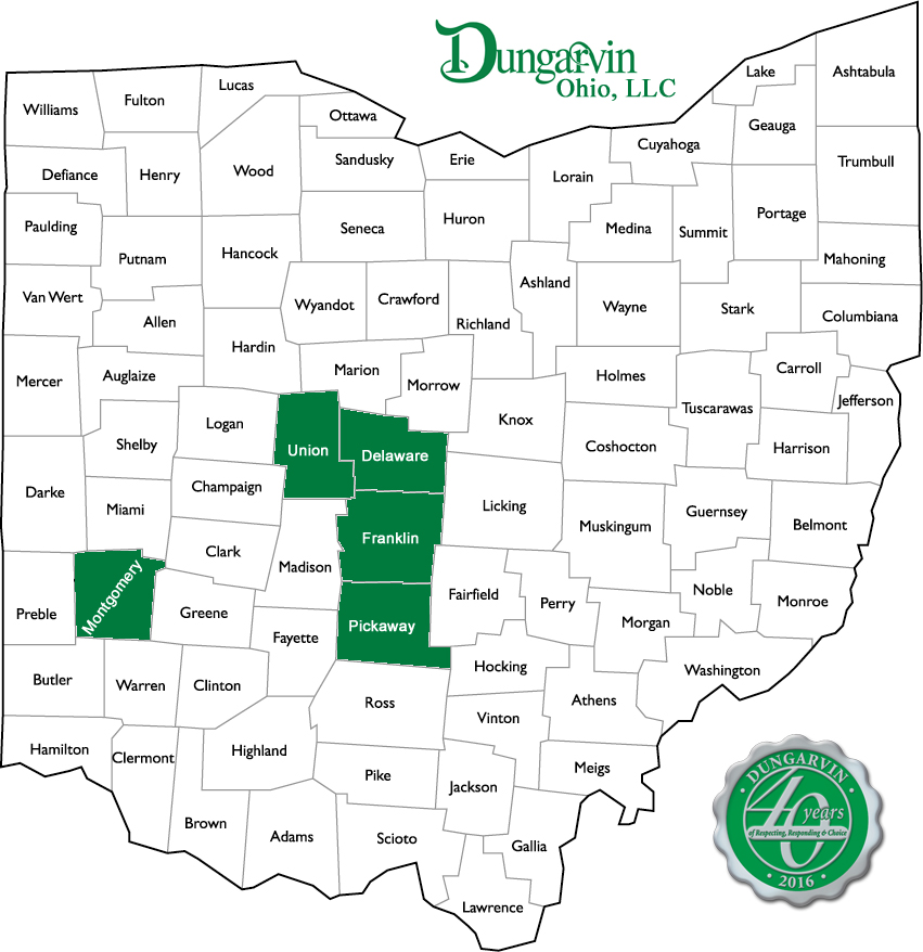 Image: Map of Ohio Counties with Services.