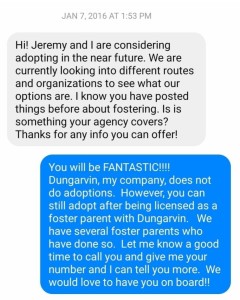 Image: Message to Dungarvin about Foster Care