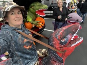 Keenan Pruett with wife in Halloween costumes.