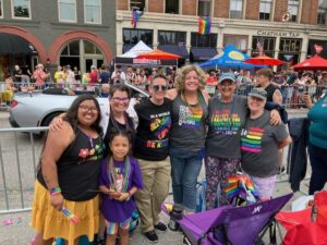 Keenan Pruett with friends at a Pride festival.