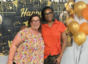 Barb posing with Carolyn Williams.