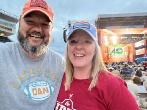 Gabe Sandholm with his wife.